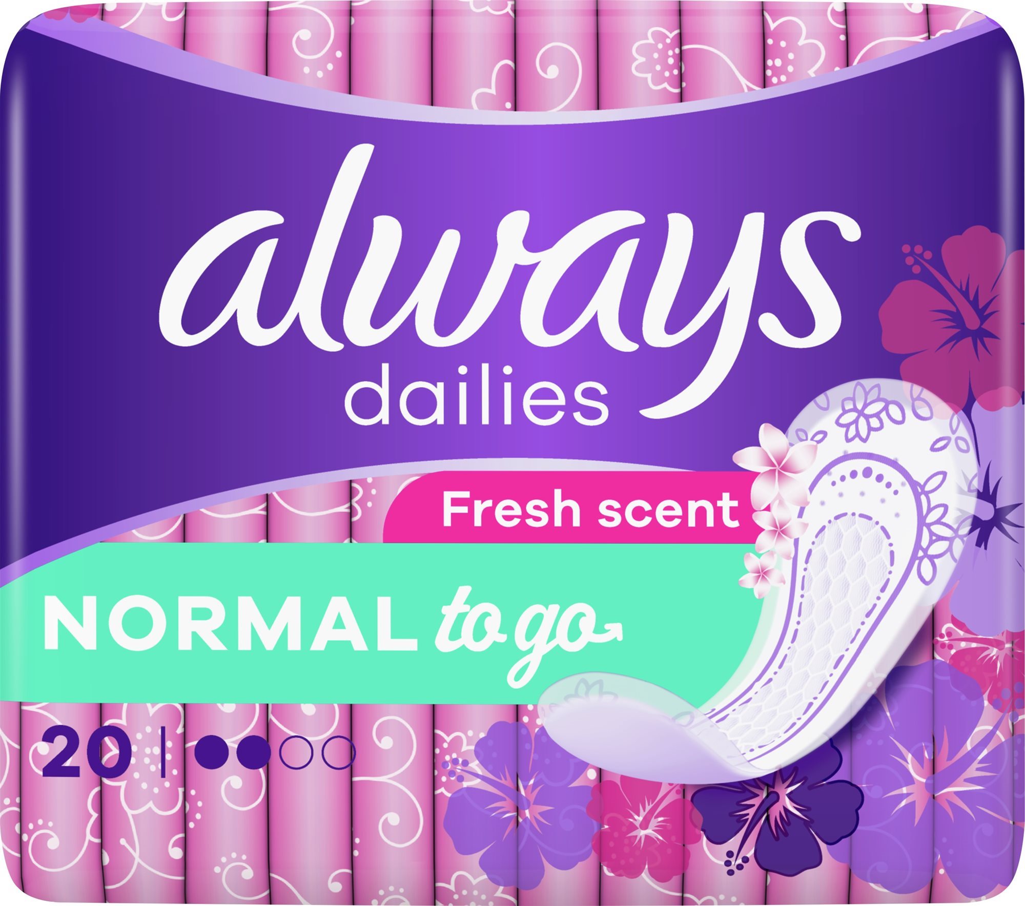 ALWAYS Dailies Normal To Go Fresh Intímky 20 ks Slipové vložky