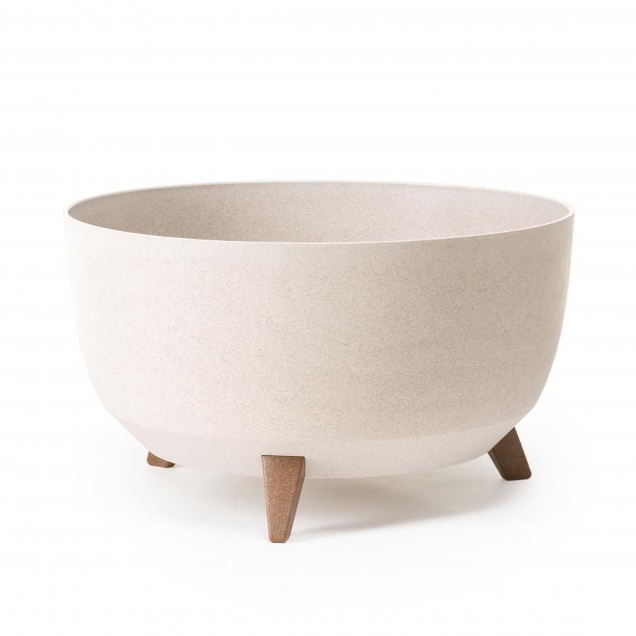 LAMELA ROMA ECO WOOD O 47 cm, biela, misa na nožičkách Kvetináč