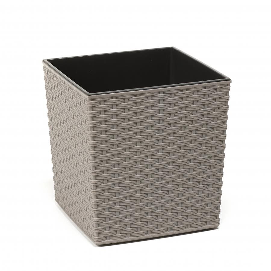 LAMELA, kvetináč JUKA ECO WOOD RATAN 25 × 25 cm, výška 26 cm, sivý...