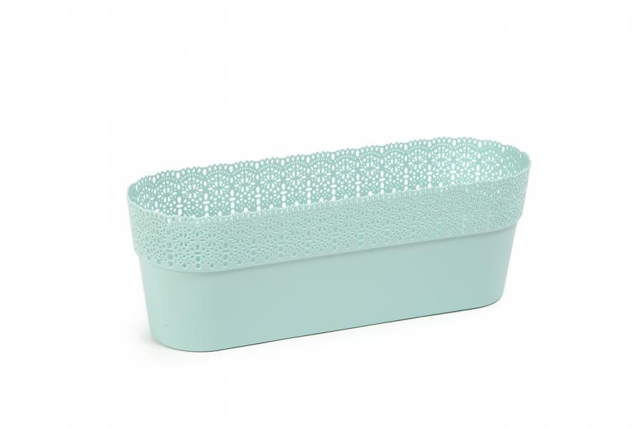 LAMELA, oválny kvetináč BELLA 38 cm, výška 13,5 cm, mätový Kvetináč