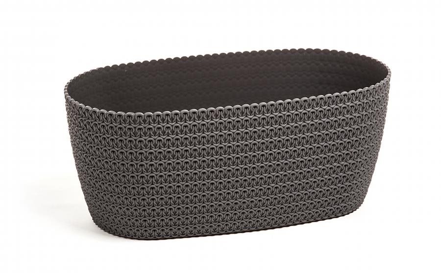LAMELA JERSEY virágláda, 38×18 cm, 16 cm magas, antracit Virágláda