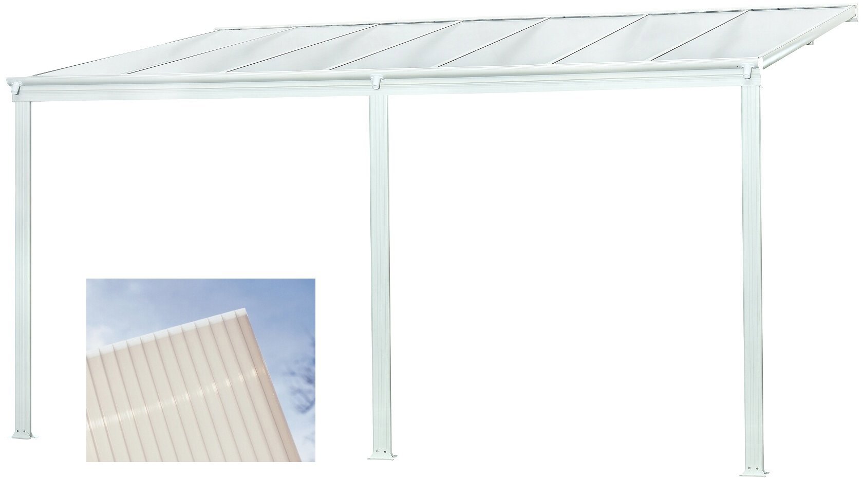 LANITPLAST Hliníková pergola WALL 53 bílá + opál PC Pergola