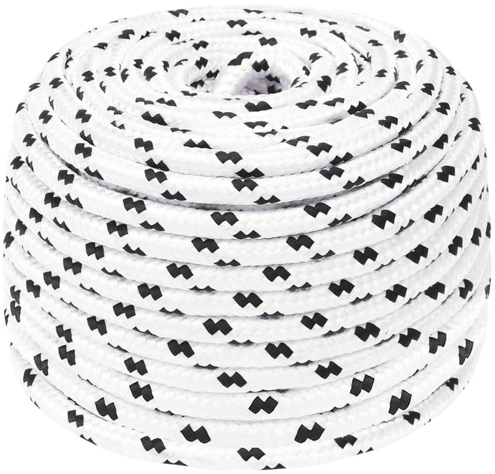 SHUMEE Splietané lodné lano biele 6 mm × 100 m polyester Lano