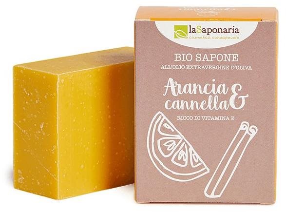 LASAPONARIA Tuhé olivové mýdlo Bio Pomeranč a skořice 100 g Tuhé...