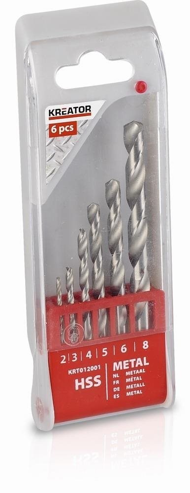 KRT012001 – 6 ks HSS Vrtákov do kovu 2-3-4-5-6-8 mm Sada vrtákov