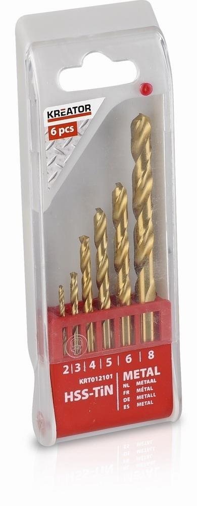 Kreator KRT012101 6 ks HSS Vrtákov do kovu TIN 2-3-4-5-6-8 mm Sada...