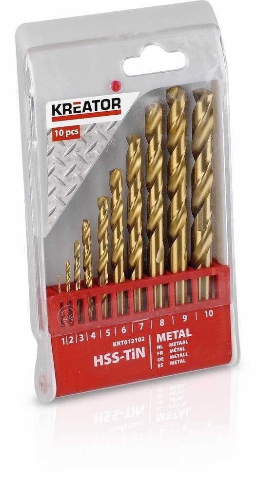 Kreator KRT012102 10 ks HSS Vrtákov do kovu TIN SET 1 – 10 mm Sada...