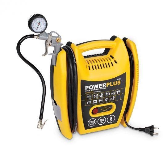 POWX1705 – Kompresor 1100 W plus 5 ks prísl. bezolejový Kompresor