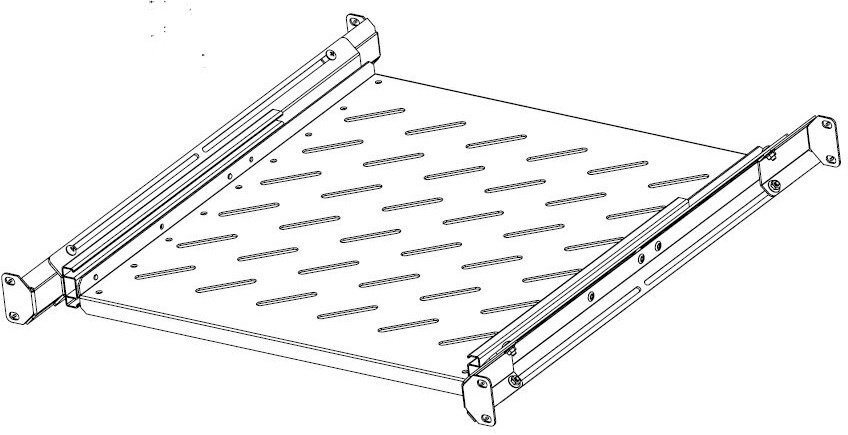 Legrand EvoLine 4-bodová výsuvná polica 1U 1000 mm 65 kg Polica
