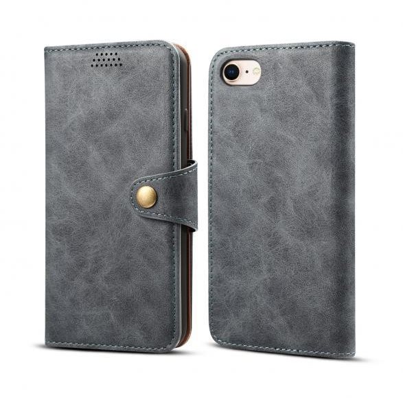 Lenuo Leather for iPhone SE 2020/8/7, Grey Phone Case