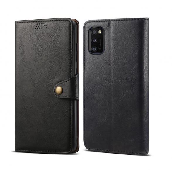 Lenuo Leather for Samsung Galaxy A41, Black Phone Case