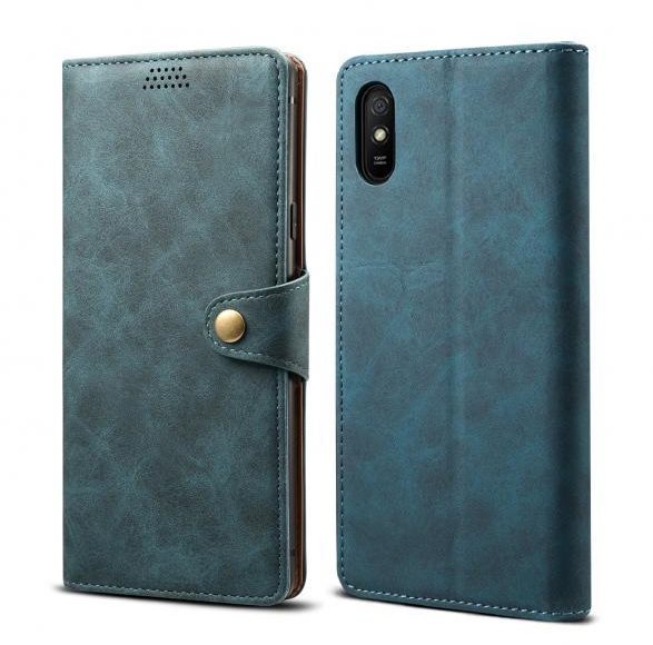 Lenuo Leather for Xiaomi Redmi 9A, Blue Phone Case