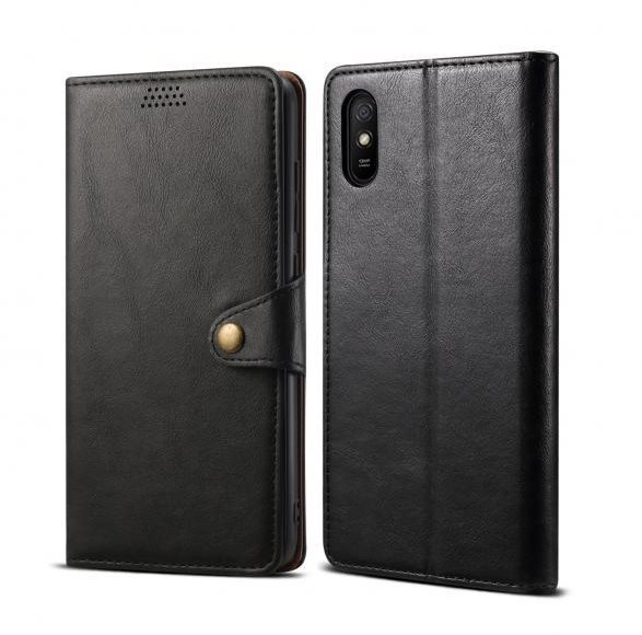 Lenuo Leather for Xiaomi Redmi 9A, Black Phone Case