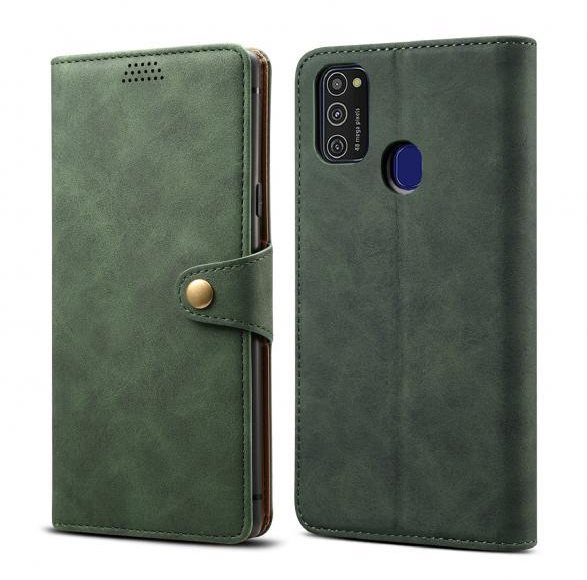 Lenuo Leather for Samsung Galaxy M21, Green Phone Case