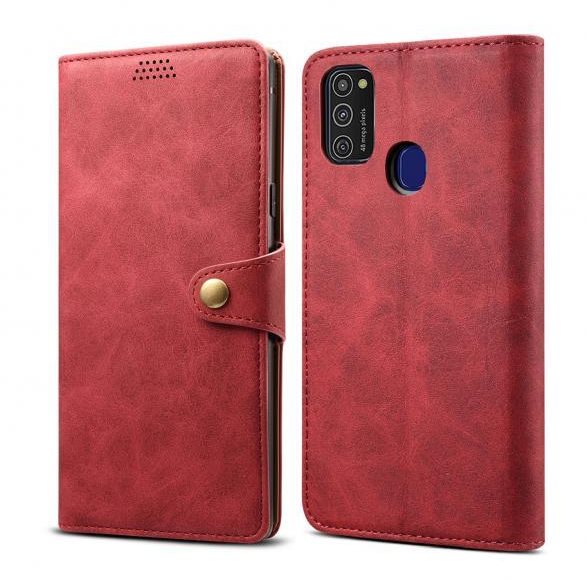 Lenuo Leather for Samsung Galaxy M21, Red Phone Case