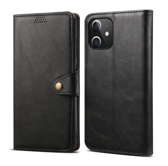 Lenuo Leather for iPhone 12 mini, Black Phone Case