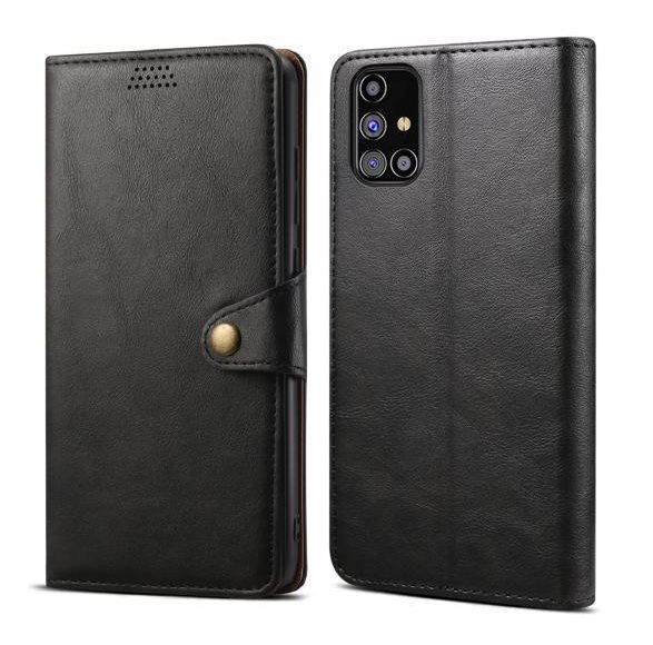 Lenuo Leather for Samsung Galaxy M31s, Black Phone Case