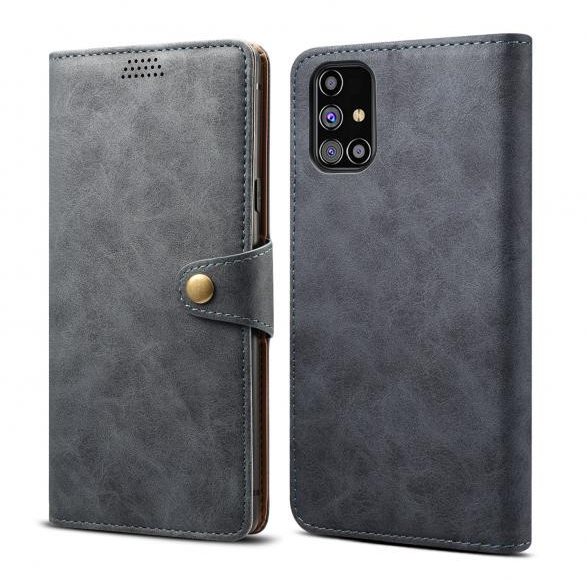Lenuo Leather for Samsung Galaxy M31s, Grey Phone Case