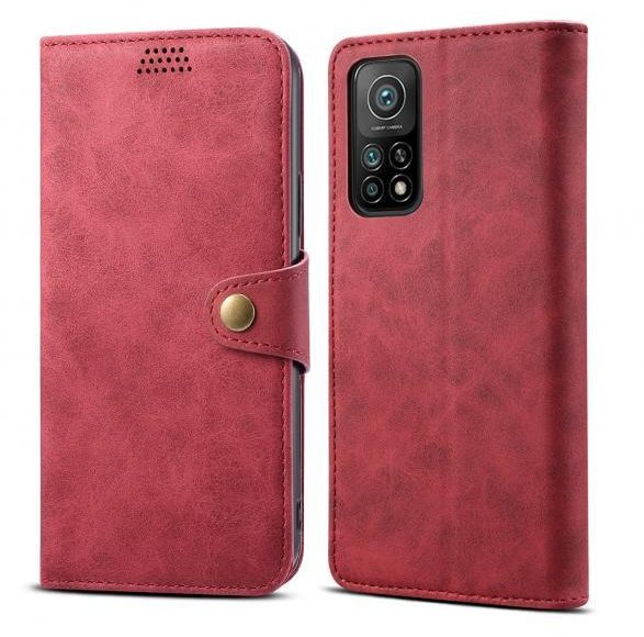 Lenuo Leather for Xiaomi Mi 10T/10T Pro, Red Phone Case