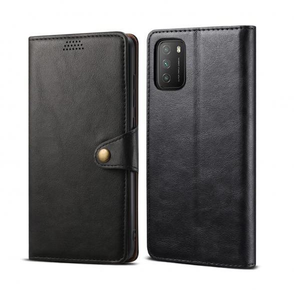 Lenuo Leather for Xiaomi Poco M3, Black Phone Case