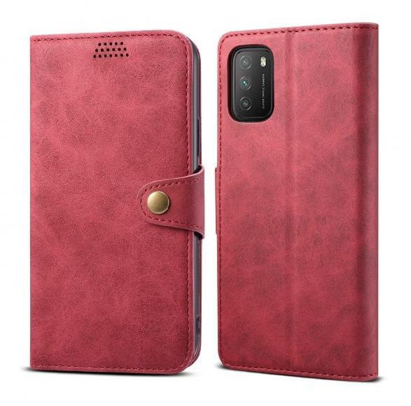 Lenuo Leather for Xiaomi Poco M3, Red Phone Case