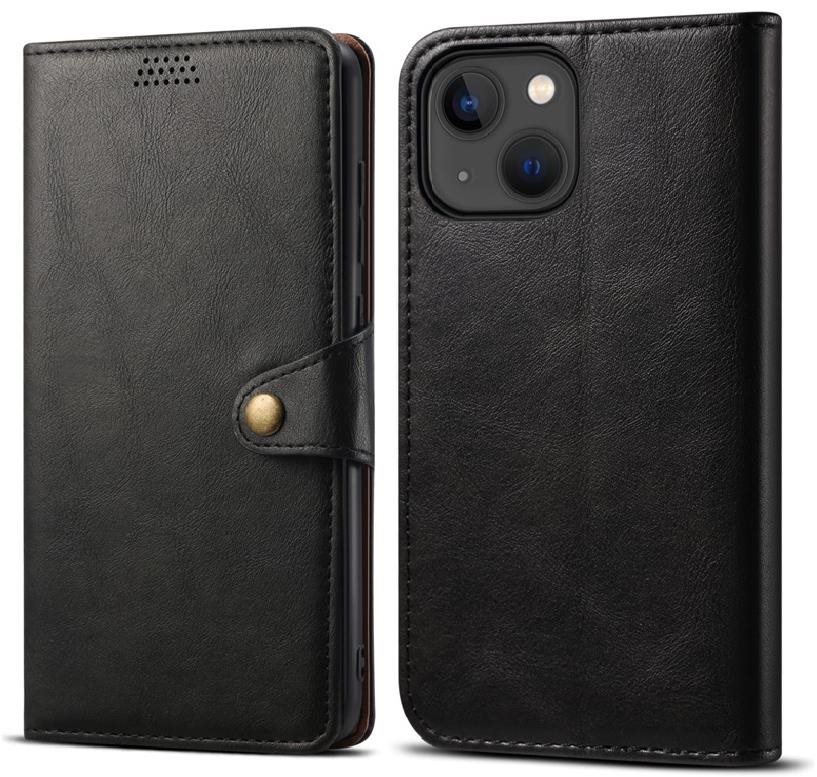 Lenuo Leather Flip-Hülle für iPhone 13, schwarz Handyhülle
