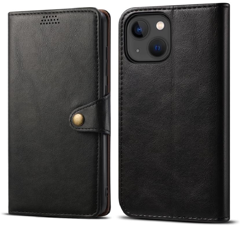 Lenuo Leather Flip-Hülle für iPhone 13 Mini, schwarz Handyhülle