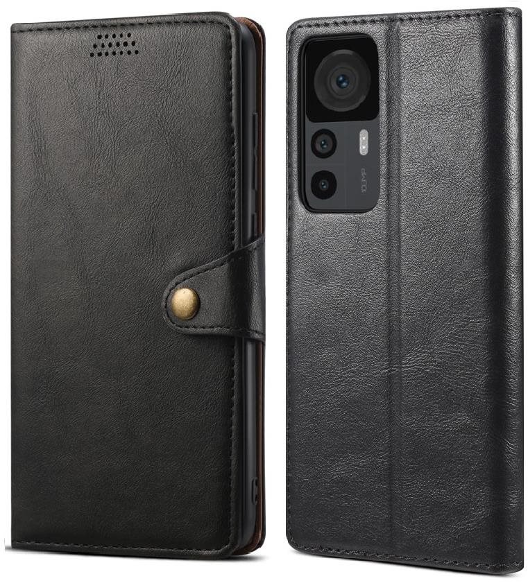Lenuo Leather flip Xiaomi 12T/12T Pro, fekete tok Mobiltelefon tok