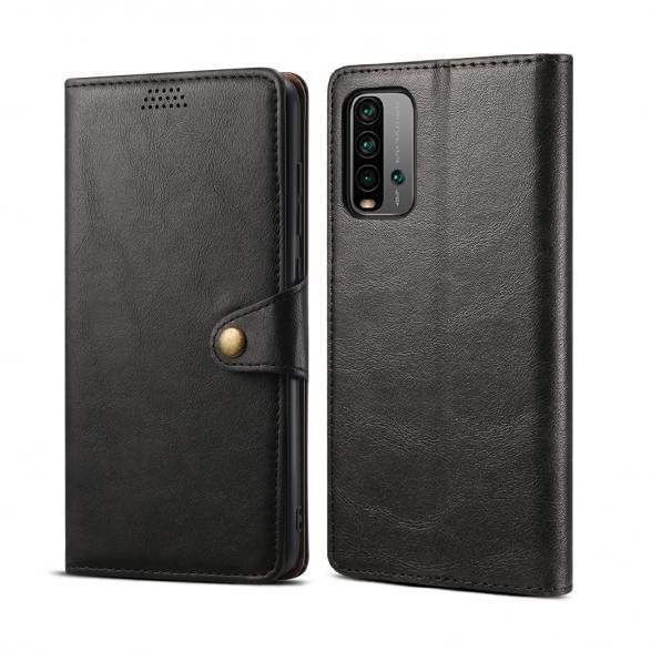 Lenuo Leather for Xiaomi Redmi 9T, Black Phone Case
