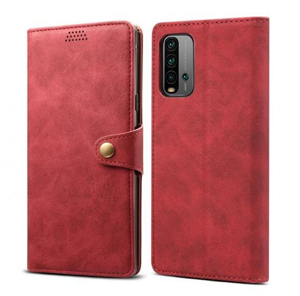 Lenuo Leather for Xiaomi Redmi 9T, Red Phone Case