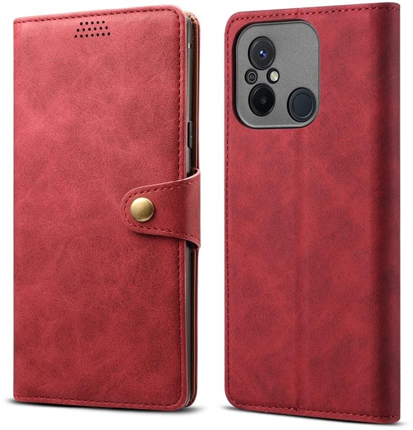 Lenuo Leather Klapphülle für Xiaomi Redmi 12C, rot Handyhülle