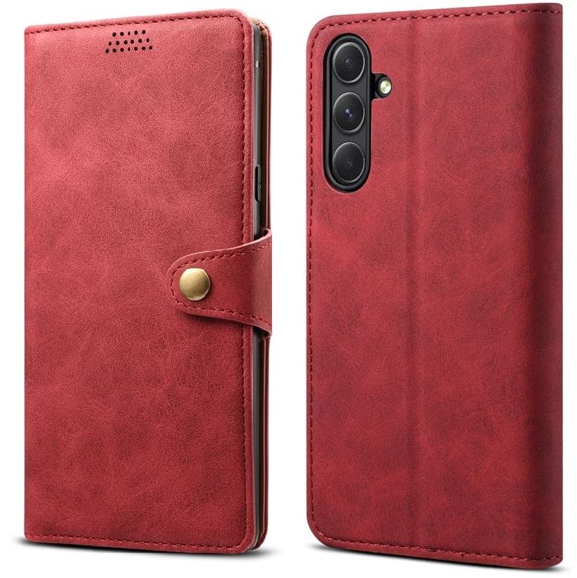 Lenuo Leather Klapphülle für Samsung Galaxy A54 5G, rot Handyhülle