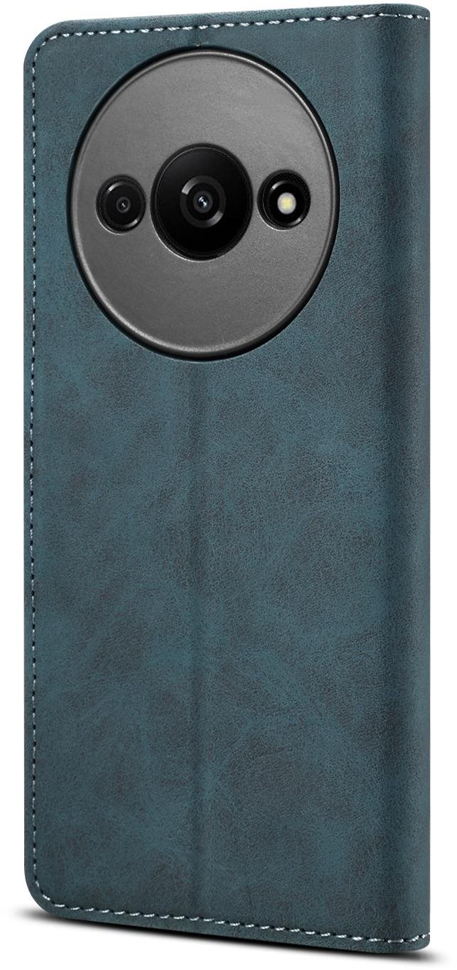 Lenuo Xiaomi Redmi A3 kék bőr flip tok Mobiltelefon tok
