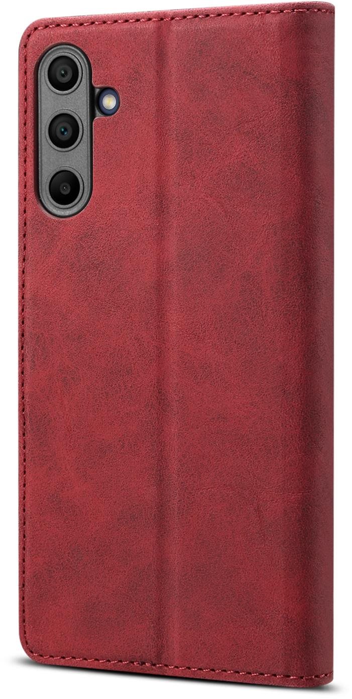 Lenuo Leather Samsung Galaxy A15 piros flip tok Mobiltelefon tok