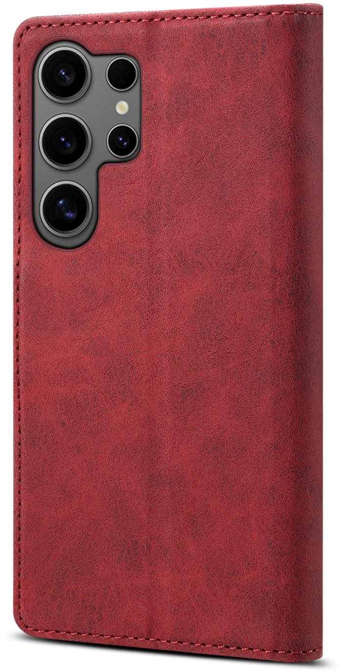 Lenuo Leather Samsung Galaxy S24 Ultra piros flip tok Mobiltelefon...