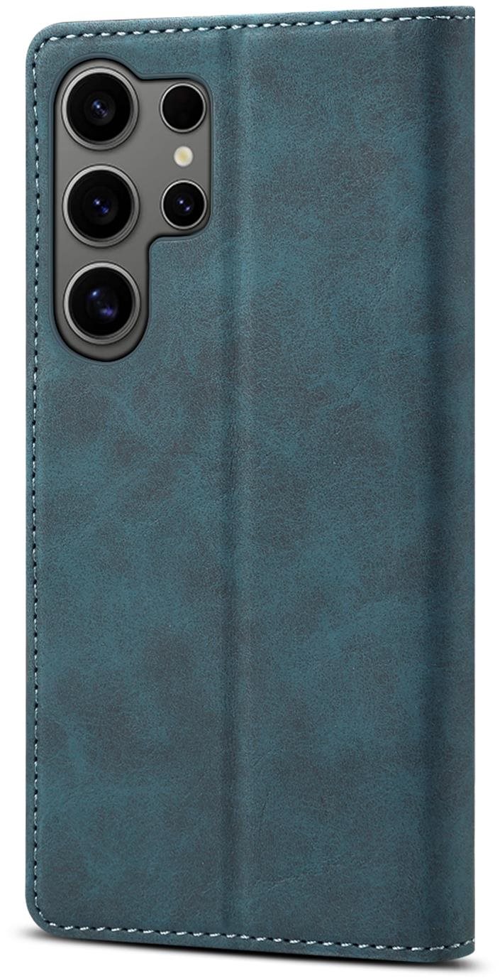 Lenuo Leather Samsung Galaxy S24 Ultra kék flip tok Mobiltelefon tok