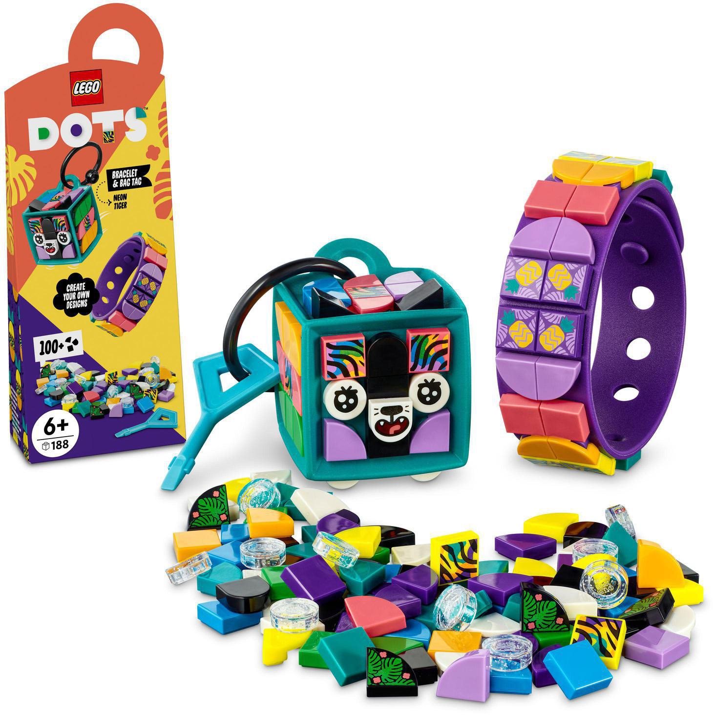 LEGO® DOTS 41945 Neon Tiger Bracelet & Bag Tag LEGO Set