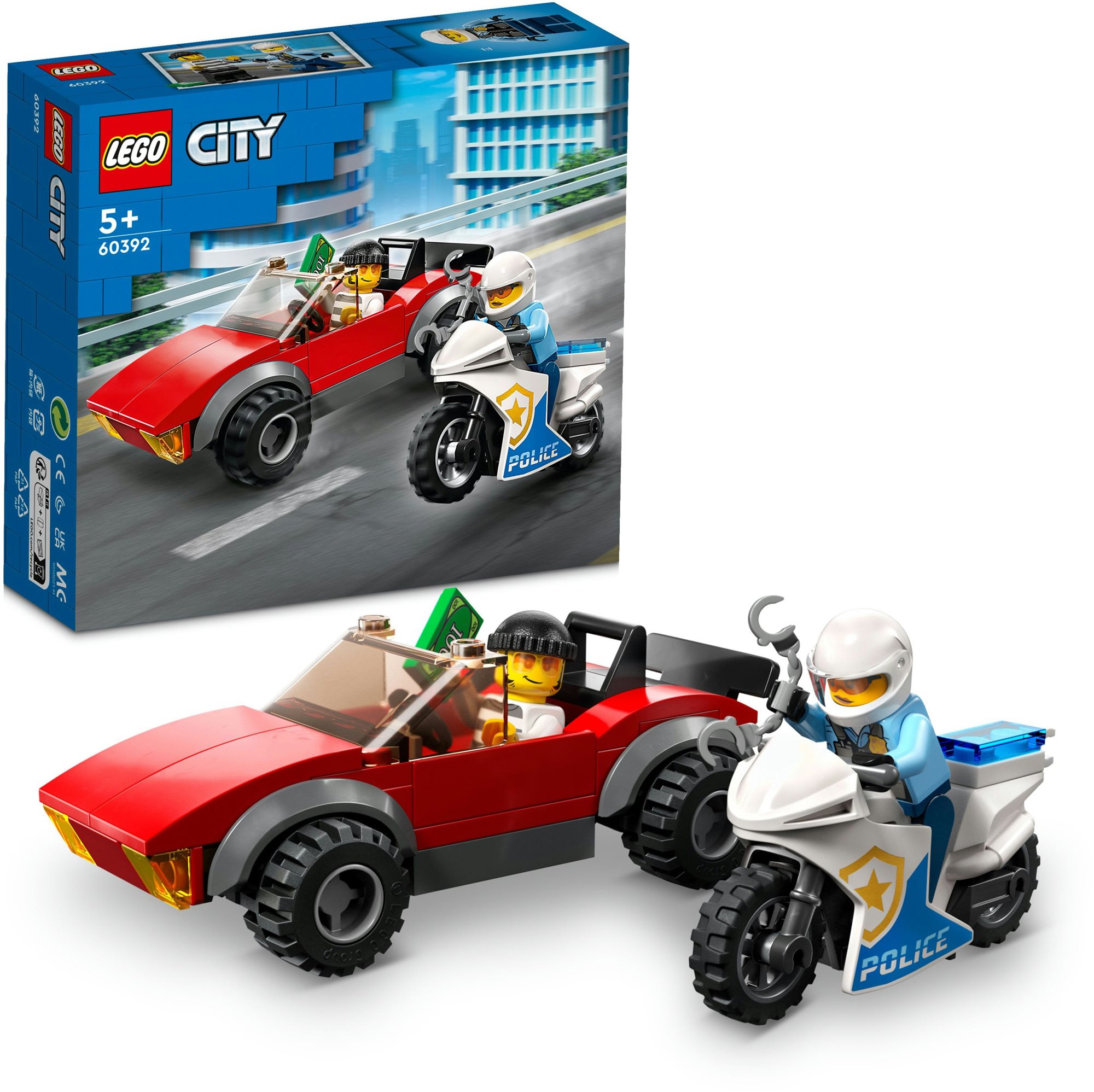 LEGO® City 60392 Honička auta s policejní motorkou LEGO stavebnice