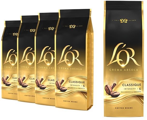 L'OR KARTON 4x Crema Absolut CLASSIQUE 500 g Kaffeebohnen Kaffee
