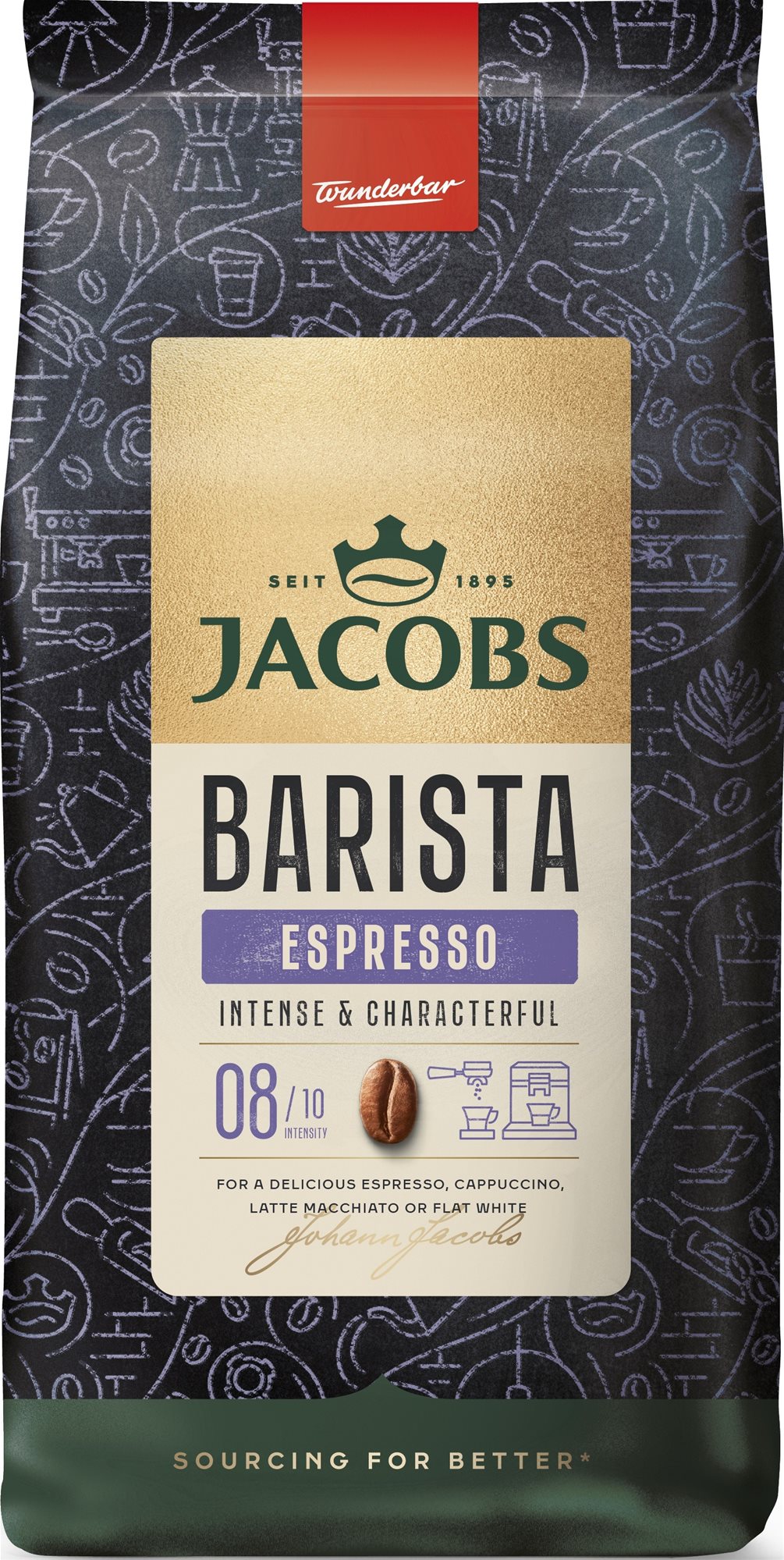 Jacobs Barista Espresso, zrnková, 1 000 g Káva