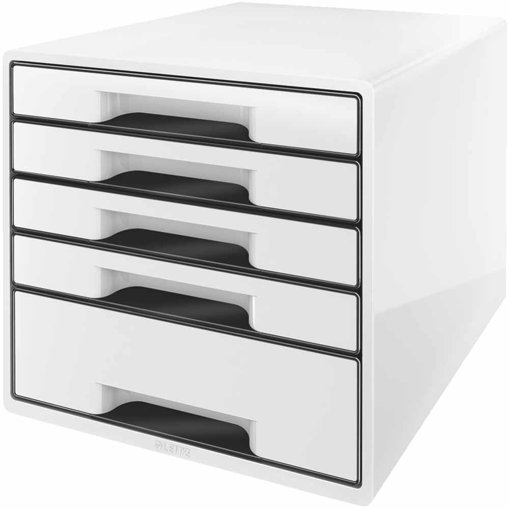 LEITZ WOW CUBE, 5 zásuvek, bílá/černá Zásuvkový box