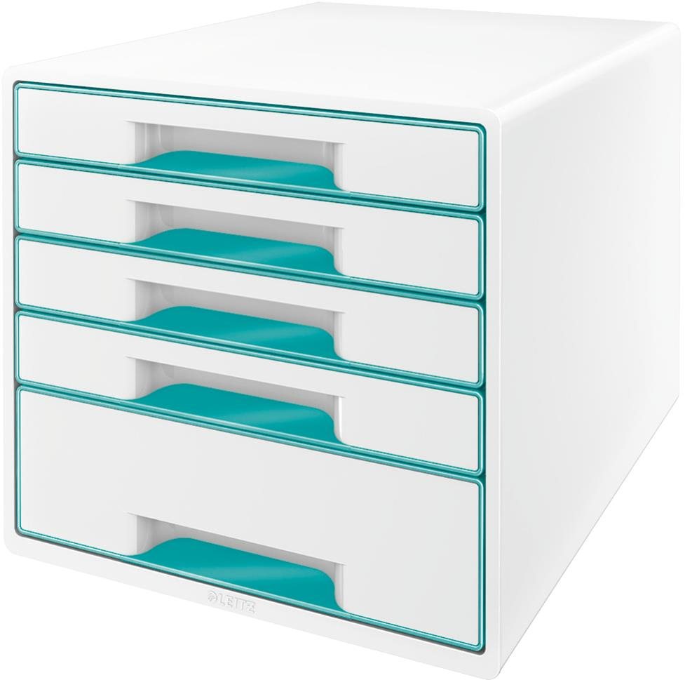 Leitz WOW CUBE, 5 zásuviek, bielo-ľadovo modrý Zásuvkový box
