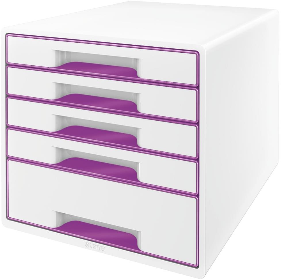 Leitz WOW CUBE, 5 zásuviek, bielo-purpurový Zásuvkový box