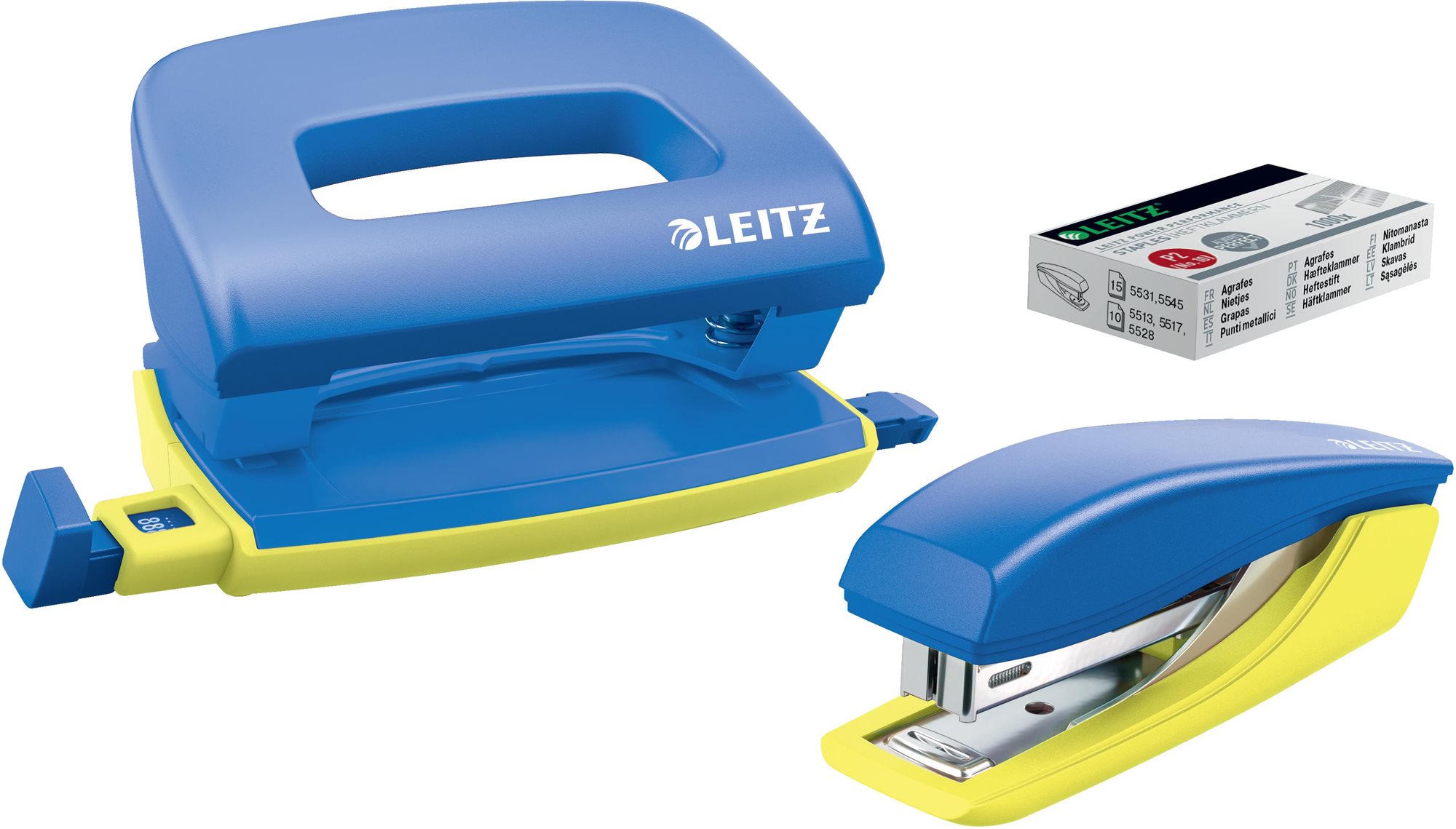 Leitz UrbanChic SET zošívačka + dierovačka, modrá Sada...