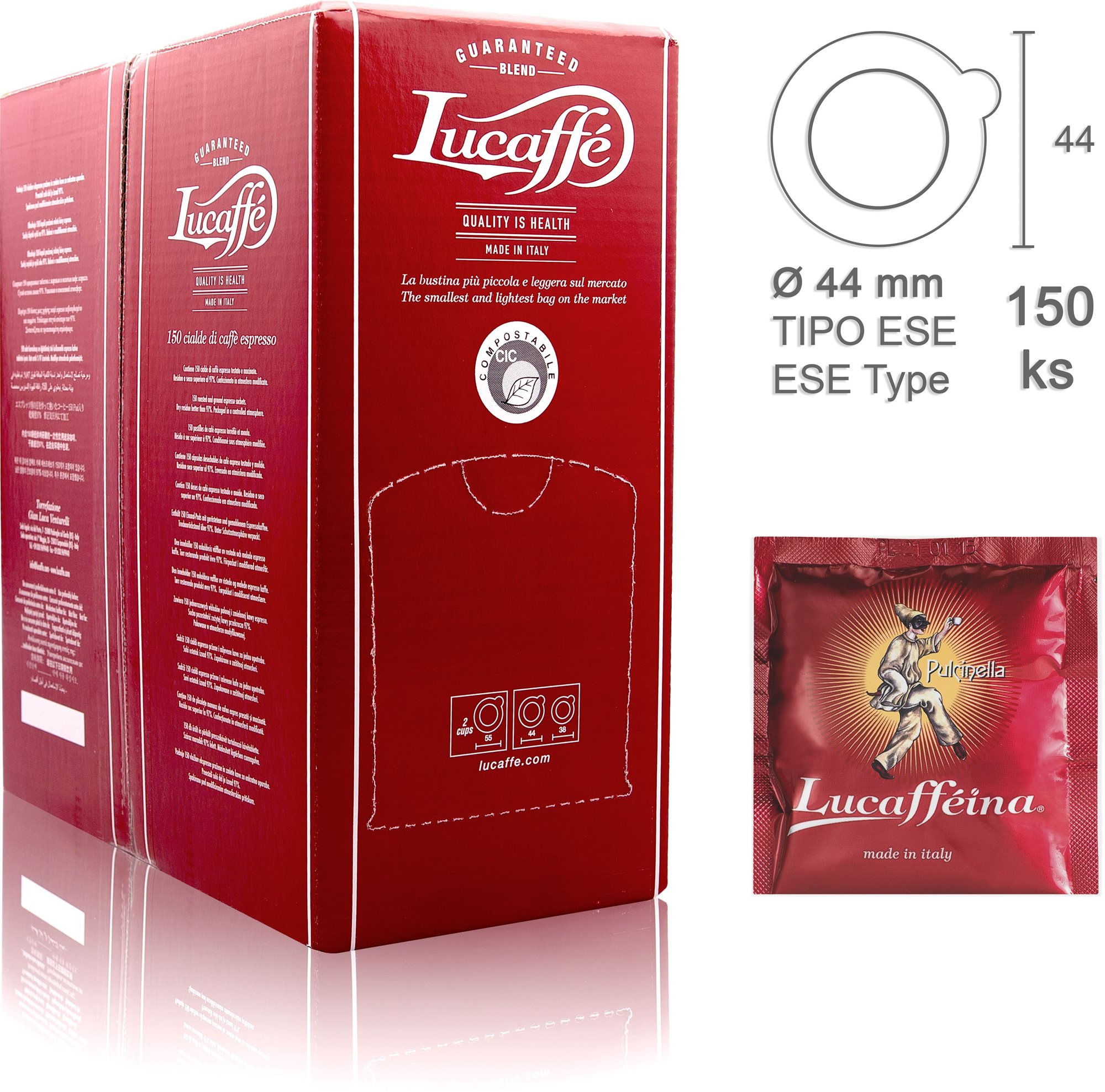 Lucaffe PODS Pulcinella (energy káva) 150 ks ESE pody