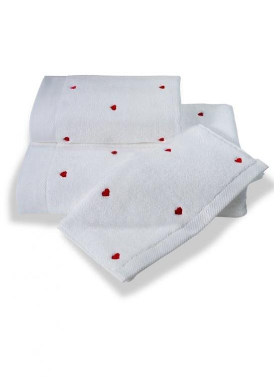 Soft Cotton Malý uterák Micro love 30 × 50 cm, biela – červené...