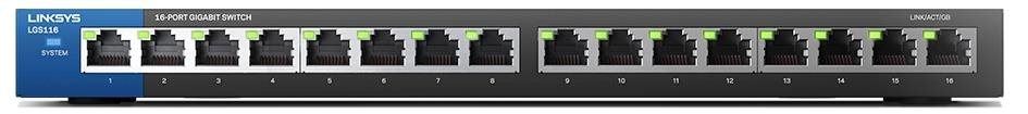 Linksys LGS116 16-Port Desktop Gigabit, Schwarz Switch