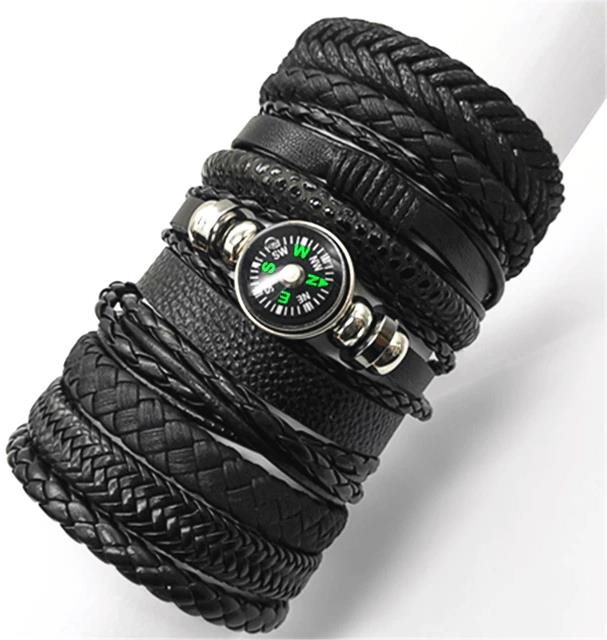 Predator Q1 Kožený náramok kompas – sada 10 ks – Q05 Náramok