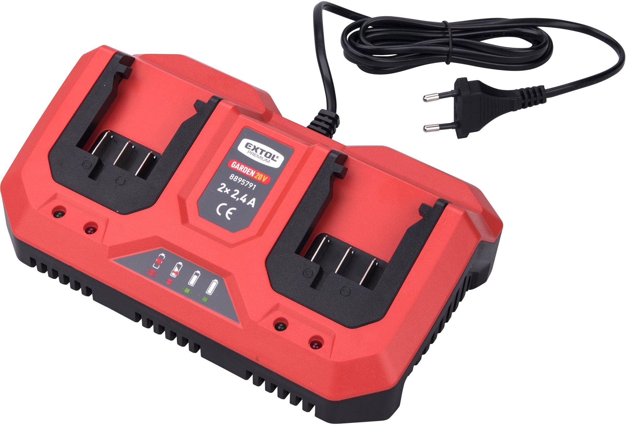EXTOL PREMIUM nabíjačka GARDEN20V, 2× 2,4 A, 8895791 Nabíjačka aku...