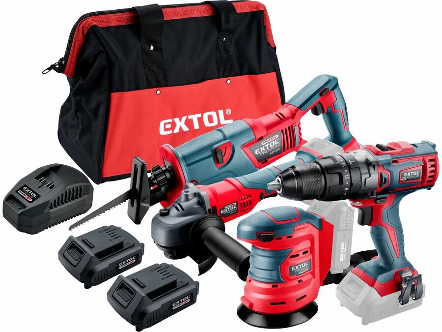 EXTOL PREMIUM sada aku nářadí SHARE20V v tašce, 7ks - vrtačka,...